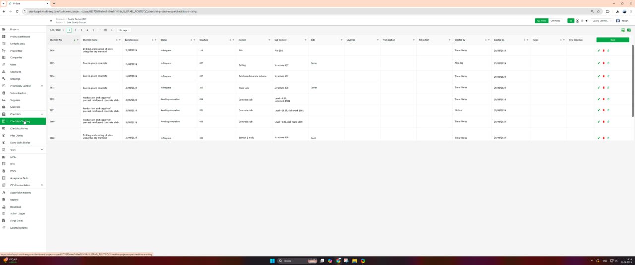Field inspections and mobile QA/QC workflows